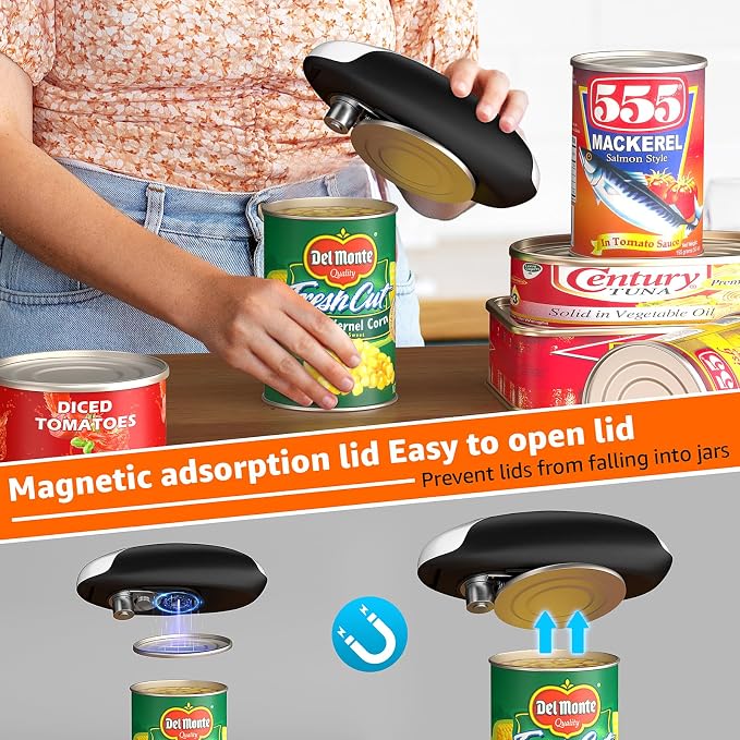 Electric Can Opener, Automatic Can Opener One Touch Operation, Rechargeable Can Opener USB-C Charge, Can Openers Smooth Edge For Seniors, Portable Kitchen Gadgets Fits Most Can Sizes