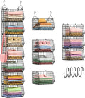 X-cosrack 7 Tier Foldable Hanging Closet Organizer and Storage,Wire Closet Shelving with 4 Large Hooks+ 5 S Hooks,Hanging Basket for Clothes Sweaters Shoes Handbags,Small Closet Organizers