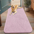 Smiry Dog Door Mat for Muddy Paws 48x30, Absorbent Dirt Trapper, Non-Slip Washable Chenille Entryway Rug for Inside Floor, Dusty Rose, Classic Solid