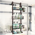 HapiRm 4 Tier Over the Door Shower Caddy, Hanging Shower Caddy with 22 Hooks and 2 Toothbrush Holders, No Drilling Adjustable Hanging Bathroom Organizer - Bronze