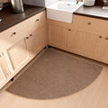 SUMLANS Fan Shaped Kitchen Mat 1 PCS, Cushioned Non Slip Rugs for Kitchen Floor, Absorbent Runner Comfort Standing Mats Washable for Kitchen, Office, Home (Brown, Radius 47")