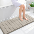 OLANLY Memory Foam Long Bathroom Rugs Runner 47x20, Super Soft Absorbent Bath Mat, Quick Dry, Machine Washable Shower Floor Rugs, Bathmat Carpet, Bathroom Home Decor Accessories, Warm Taupe
