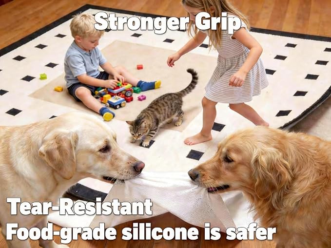 Mayhawk Non-Slip Rug Gripper Pad: Vacuum Tech for Stronger Grip, Adhesive and Residue-Free Silicone, Safe for Hardwood Tile & LVP, BPA-Free, Machine Washable, Odorless Tear-Resistant, 2x4 Ft Thin