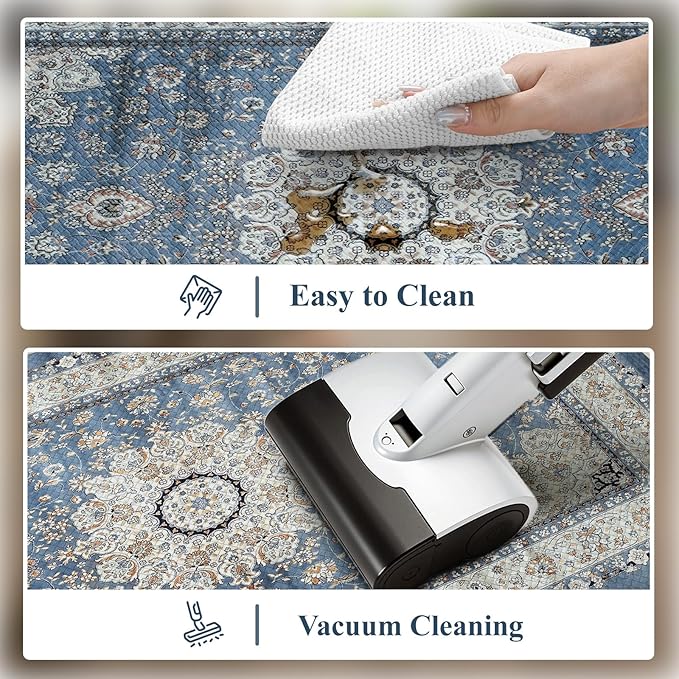 Collive Boho Blue Kitchen Mats Cushioned Anti Fatigue Mats, Non-Slip Kitchen Floor Mats, Kitchen Rugs for Sink, Laundry,Office, 17”x30” Waterproof Standing Desk Mat