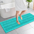 OLANLY Thick Bathroom Runner Rugs 59x20, Absorbent Chenille Striped Bath Rugs, Rubber Backing, Machine Wash Dry, Extra Long Bath Mats for Bathroom Floor, Tub and Shower, Home Decor Accessories, Teal