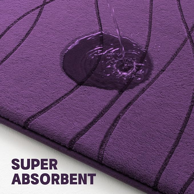 YIHOUSE Memory Foam Bathroom Rug Sets, Purple, 17"x24"+20"x32", 2 Piece | Ultra Soft, Absorbent, Non-Slip, Machine Washable