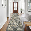 Lahome Moroccan Washable Runner Rug Non Slip, 2x10 Runner Rugs for Hallway 2x10 Vintage Ultra-Thin Throw Long Carpet for Kitchen Entryway Bedroom Laundry Room Elise, Grey