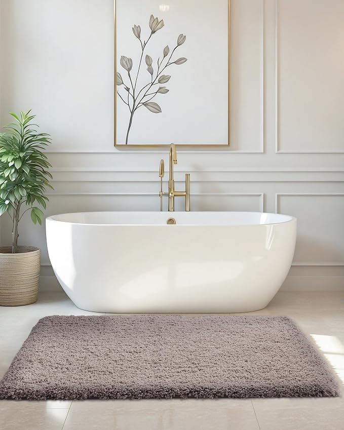 ILANGO Camel Bathroom Rugs 70" × 24" Non Slip & Super AbsorbentExtra Thick Soft, Washable Bath Carpet Runner for Floor, Microfiber Plush Shaggy Bath Mats with Tub for droom Bathtub Shower Room