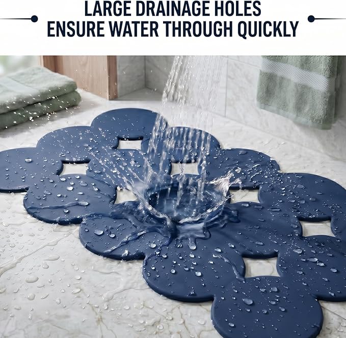 Webos Non Slip Bathtub Mat Shower Mat Bath Mat Tub Mats with Strong Suction Cups Soft Natural Rubber Bath Mat for Inside The tub (Ivy-Blue, 28x16 inch)