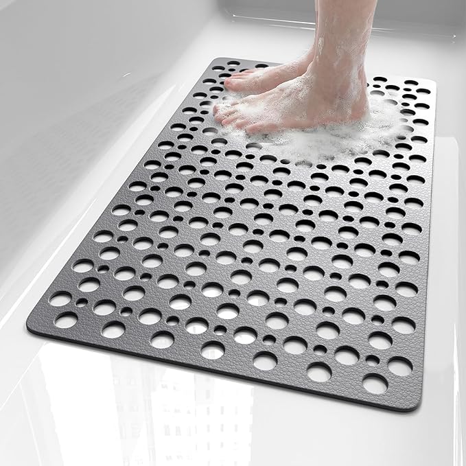 XIYUNTE Bath Mat for Tub Non Slip Shower Mat -28" x 15" Soft TPE Bathtub Mat Non Slip Shower Mats for Inside Shower, Anti Slip Shower Floor Mat with Suction Cups, Quick-Drying Bath Tub Mat, Grey