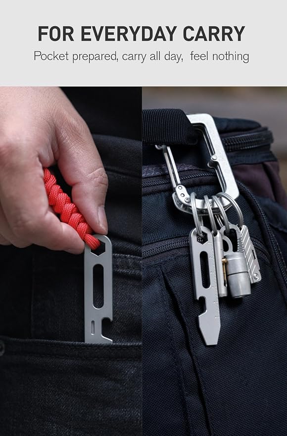 KEEPO LINK Titanium EDC Pry Bar Multitool, 4-in-1 Keychain Prybar Tool with Bottle Opener, Hex Wrench & Ruler, Pocket Pry Tool for Everyday Carry, Camping & Outdoor Gear, OLT03 (Gunmetal Grey)