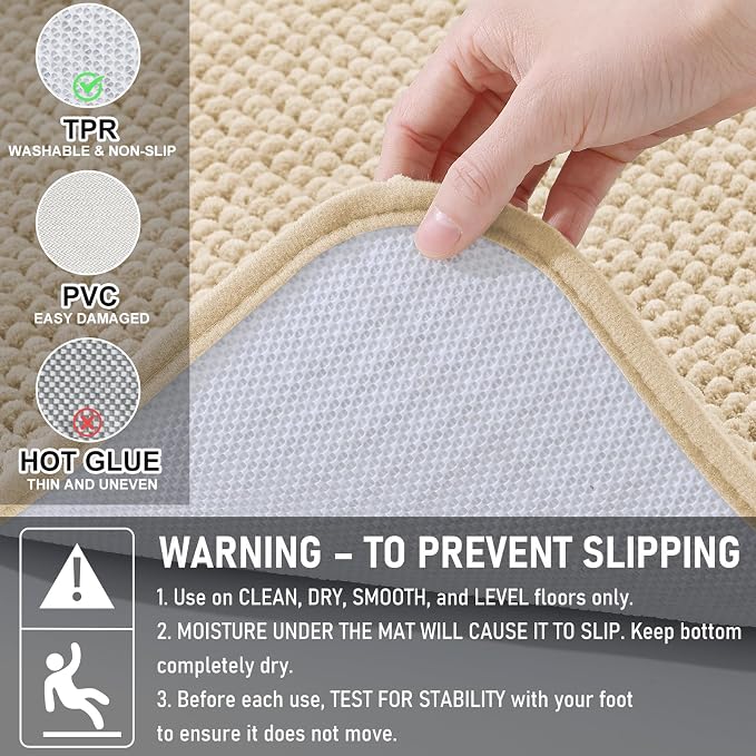 Arotive Bathroom Rugs 36" x 24", Ultra Soft Absorbent Chenille Bath Rugs, Non-Slip Rubber Backing, Machine Washable Bath Mats for Bathroom Floor, Tub and Shower, Home Decor Accessories, Beige