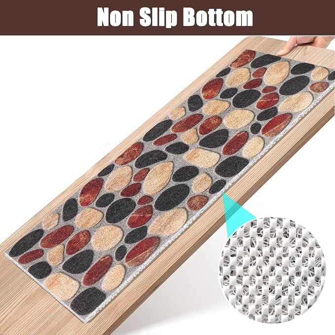Long Shower Bath Mat Non Slip: Soft Textured Loofah Bathroom Floor Mat for Inside Shower - Multiple Drainage Holes for Quick Drying - 16x39 Inch Extra Long Shower Tray Mat for Walk- in Shower