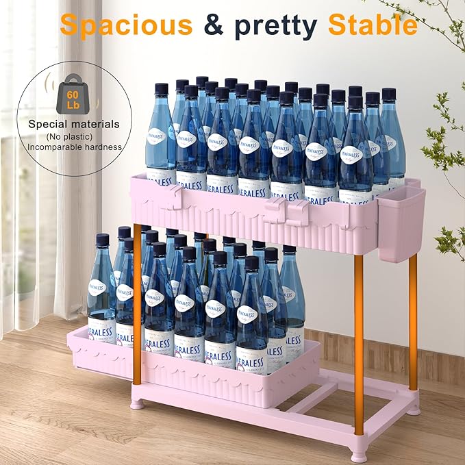 Sevenblue 3 Pack Under Sink Organizers, 2-Tier Multi-Use Kitchen and Bathroom Organizers and Storage with Sliding Drawers, Bathroom Cabinet Organizer (Pink, 14.8 Inch)