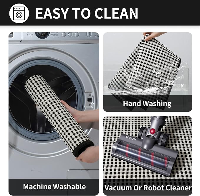 YDKGL Large Kitchen Runner Rugs Long Kitchen Mat Non Slip Washable, Super Absorbent Soft Chenille Braided Kitchen Mats for Floor, Rubber Backing Kitchen Sink Standing Mat, Easy Clean, Black 36"x71"