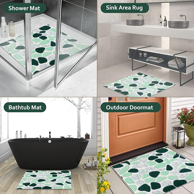 Square Shower Mat 32x32 Inch Non Slip Bath Mat for Inside Shower Loofah Shower Mat for Elderly Soft Textured Foot Massage Pad Bathroom Floor Mat for Wet Area, Without Suction Cups, Quick Drying