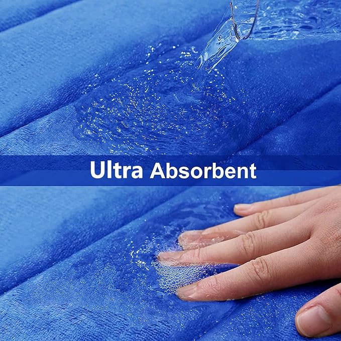 Buganda Memory Foam Bath Mat, 30" x 20", Ultra Soft and Non-Slip Bathroom Rugs, Water Absorbent and Machine Washable Bath Rug for Bathroom, Shower, and Tub, Royal Blue