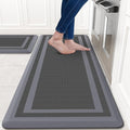 KitchenClouds [2 PCS] Kitchen Rugs Cushioned Anti-Fatigue Kitchen Mats for Floor Waterproof Kitchen Rug Set Non-Slip Comfort Standing Mat for Office, Sink, Laundry 20"×30"+20"×47", Grey