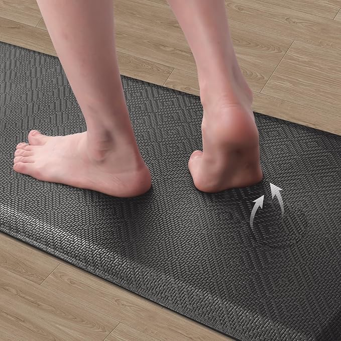 Mattitude Kitchen Mat Cushioned Anti-Fatigue Floor Mat Water Resistant Non-Slip Mats and Rugs Standing and Comfort Desk Mats for House Sink Office Laundry (Dark Grey, 17.3"x60")
