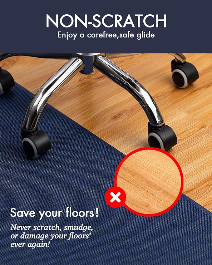 BARoyal Office Chair Mat for Hardwood Floor Under Desk Computer Rolling Chair Mat for Wood/Tile Floor Non-Slip Heavy Duty Desk Rug PVC Plastic Hard Floor Protector 45" x 53"(Indigo)