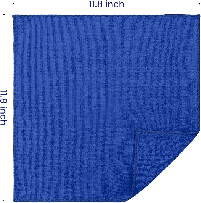 SIFANGKE Microfiber Cleaning Cloth, 12 Pack RoyalBlue Cleaning Rags for Housekeeping, Reusable Microfiber Towels for Car, Kitchen, Bathroom and Household Cleaning Supplies, 11.8"X11.8"
