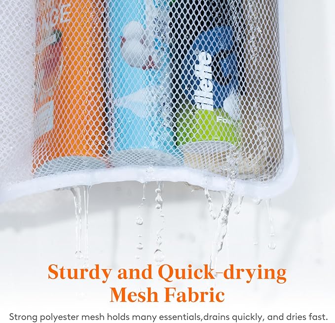 Lifewit Mesh Shower Caddy, 5 Pockets Hanging Shower Organizer with Quick Drying Mesh, Portable Space Saving Bathroom Organizer to Hold Soap, Shampoo and Cruise Ship Essentials, White, 2 Pack