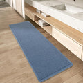 AMOAMI Upgraded Waffle Runner Rug Super Absorbent Non Slip Bath Mats for Bathroom Floor Washable Bathroom Runner Rug with Tassels, Ideal for Hallway Bedroom Laundry Room, Blue, 2' x 4'(24" x 48")