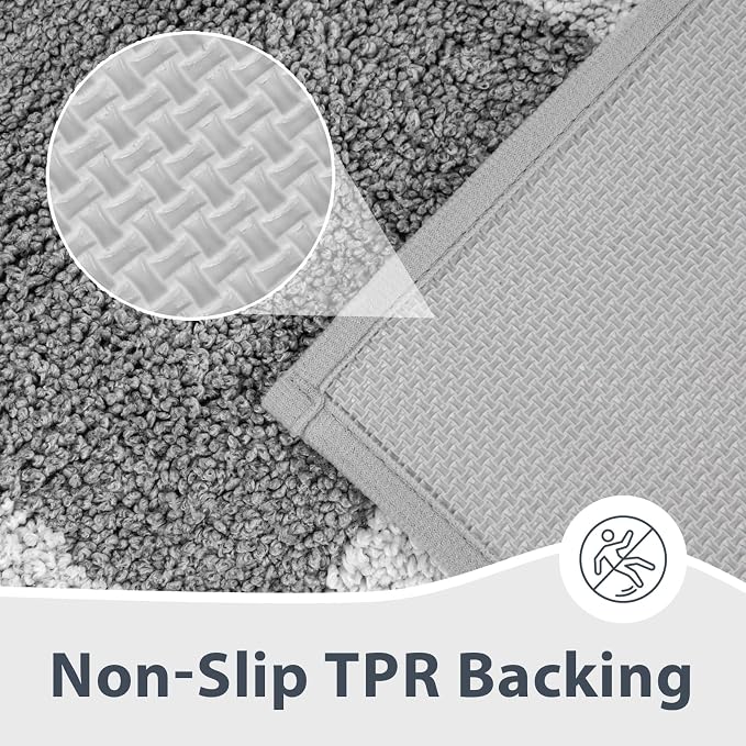anllugs Bathroom Rugs 30" x 46", Non-Slip Extra Soft Absorbent Bath Rugs, Machine Washable Quick Dry Bath Mats for Bathroom Floor, Shower, Bathtub and Sink, Checkered Light Grey & Grey