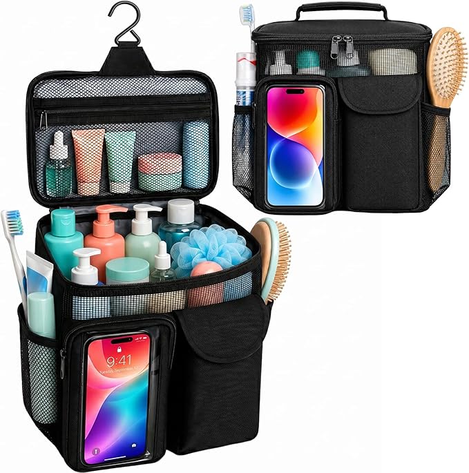 Dorm Room Essentials for Guys Girls, Mesh Shower Caddy Portable, Large Capacity Toiletry Shower Bag with Hanging Hook for Full-Sized Bottles, Multi-Pocket Organizer for College Gym Camping Travel