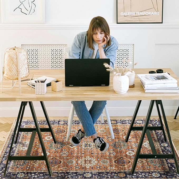 Office Chair Mat for Hardwood Floor, 60"x45" Easy Glide Computer Desk Mat Protector for Rolling Chair Under Desk Rug Nonslip Backing, Machine Wash, (Modern)