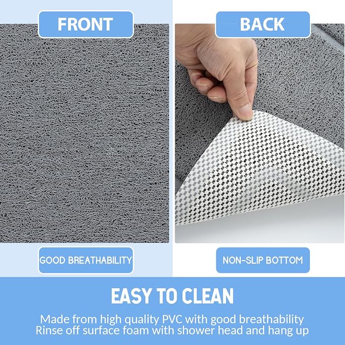 Hargiis Non-Slip Bathtub Mat, Anti Slip Shower Mat, Fast Drying Bathtub Mats, Upgraded Foot Scrubber Mat, Anti Slip Mat for Tub, Floor, Bathroom, Kitchen, Hotel (Grey 24"×16")