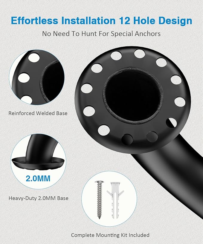 Grab Bar Bundle for ADA Compliance, Matte Black Stainless Steel 1.5" Diameter 3-Piece Set (18", 36", 42") for Commercial Restrooms & Shower Safety Bars for Seniors