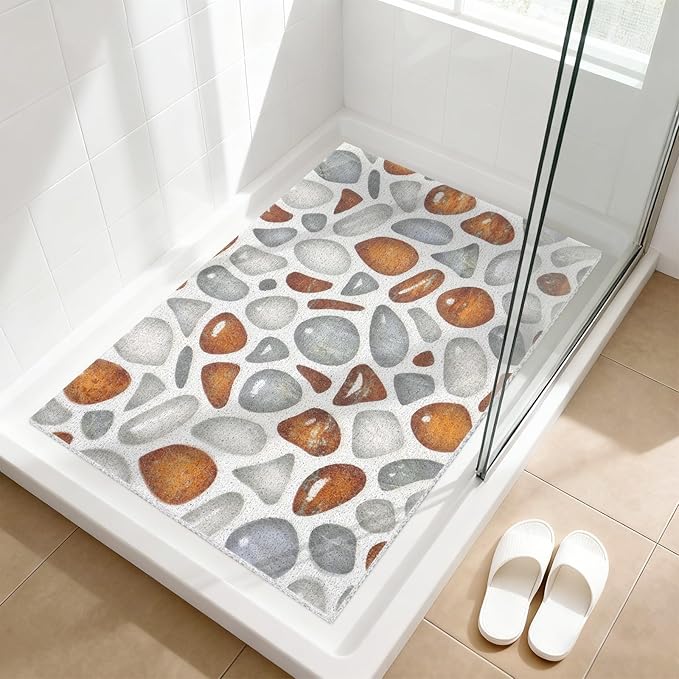 Shower Mat Non Slip: Anti Slip Shower Mats for Inside Shower, Soft PVC Loofah Shower Floor Mat, Extra Large Bath Mat for Shower, Tub, Bathroom, Floor, Kitchen, Home, Pool, Hotel, Quick Drying