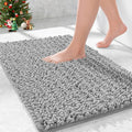 Bathroom Rugs Non Slip Washable, Extra Thick Soft Chenille Absorbent Bath Mat, High Density Barrier Non Slip Backing, Quick Dry Plush Shaggy Floor Carpet for Tub&Shower 24x17, Grey