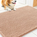 Smiry Dog Door Mat for Muddy Paws 30x20, Absorbent Dirt Trapper, Non-Slip Washable Chenille Entryway Rug for Inside Floor, Peach, Classic Solid