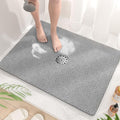 HITSLAM Shower Mat with Center Drain Hole, 32 x 24 Inch Non Slip Bath Mat for Textured Tub, Soft Loofah-Style Bathtub Mat Without Suction Cup, Quick Drying Stall Floor Mat, Bathroom Accessories, Grey