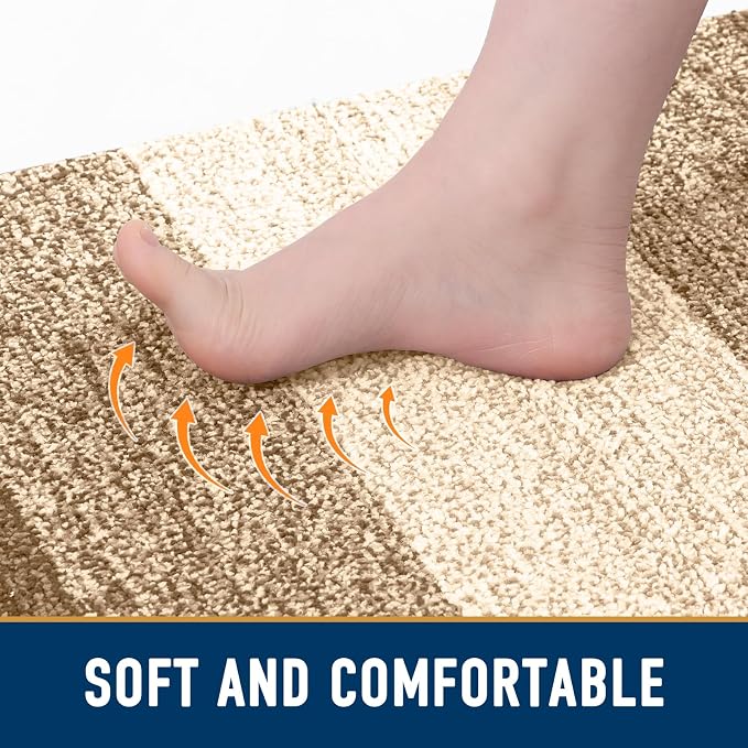 Smiry Dog Door Mat for Muddy Paws, Absorbs Moisture and Dirt, Low-Profile Entryway Mat with Non-Slip Backing, Entry Indoor Outdoor Doormat for Inside Floor (36x24 Inches, Camel, Striped)