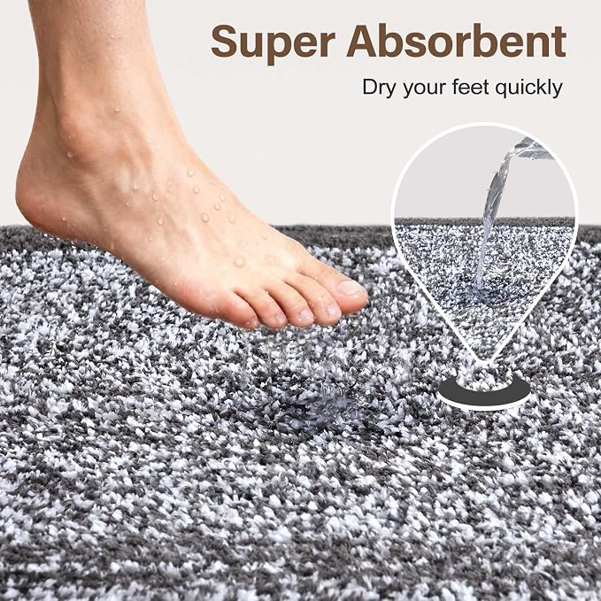 48x32 Large Bathroom Rugs Washable Non Slip, Grey Bath Mat for Bathroom Floor Tub, Soft Absorbent Quick Dry Mats for Shower, Bathtub,Home Decor
