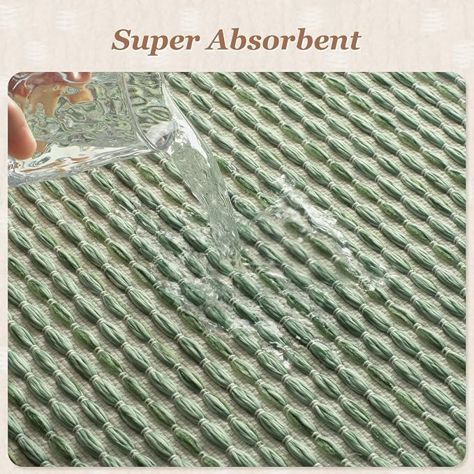 AMOAMI Unique Woven Bath Mat, Super Absorbent Non Slip Bath Mat, 20" x 32", Sage