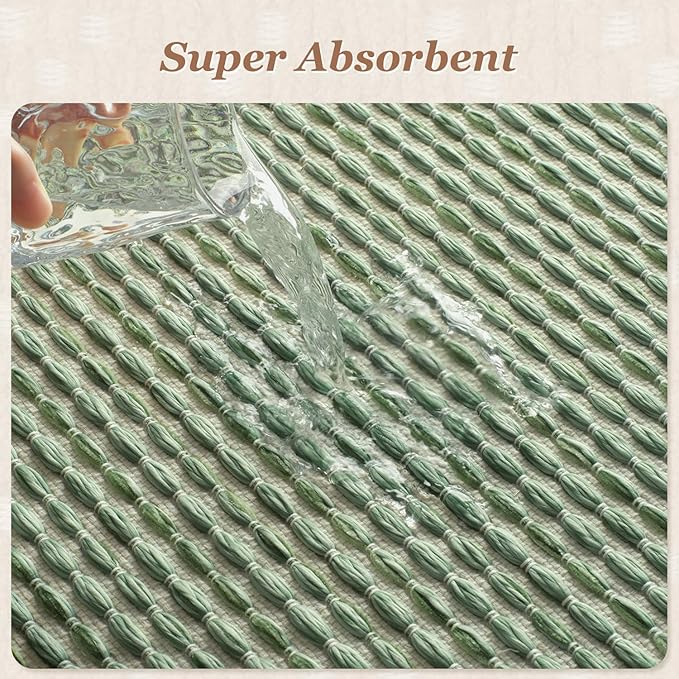 AMOAMI Unique Woven Bath Mat, Super Absorbent Non Slip Bath Mat, 24" x 36", Sage
