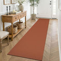 KOZYFLY Orange Runners for Hallway 2x8, Washable Runner Rug, Woven Non Slip Kitchen Runner, Braided Entryway Rug, Floor Carpet for Foyer, Bedroom, Hall, Burnt Orange/Tan