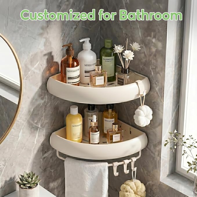 Shower Caddy Hanging, 2 Pack Never Rust Shower Organizer Hanging, Aluminum Shower Racks for Inside Shower with Hooks for Razor, Bathroom Organizers and Storage with Soap Holder, White