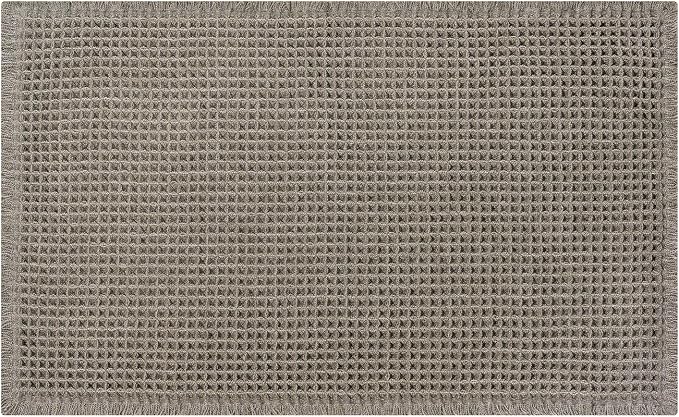 Waffle Bath Mat - Boho Bathroom Rugs Non Slip Washable, Super Absorbent & Quick Dry, Soft Bath Mat Farmhouse Bathroom Decor, 20'' x 48'', Olive Green