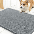 OLANLY Dog Door Mat for Muddy Paws 30x17, Absorbs Moisture and Dirt, Absorbent Non-Slip Washable Doormat, Quick Dry Chenille Mud Mat for Dogs, Entry Indoor Entryway Carpet for Inside Floor, Grey