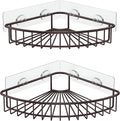 SMARTAKE 2-Pack Corner Shower Caddy, SUS304 Stainless Steel, Wall Mounted Bathroom Shelf with Adhesive, Storage Organizer for Toilet, Dorm and Kitchen (Bronze)