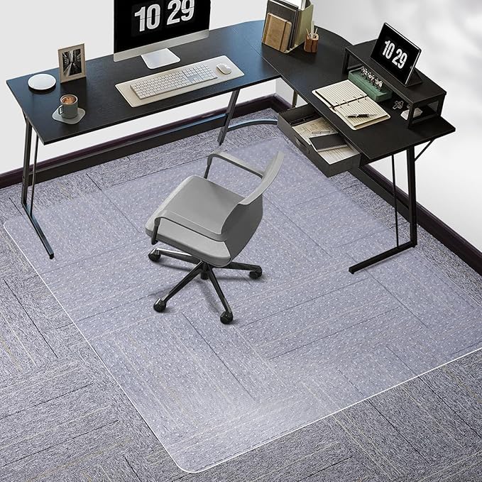 Tydle Chair Mat for Carpet, 36" x 48" Office Chair Mat for Carpeted Floors, Heavy Duty Rolling Computer Under Desk Mat with Grips, Floor Protector Mat for Home Office (Clear)