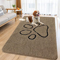 Smiry Dog Door Mat for Muddy Paws, Absorbent Dirt Trapper Non Slip Quick Dry Washable Chenille Mat for Mud Dogs, Entry Rug for Indoor and Outdoor (59x32 Inches, Camel and Black)