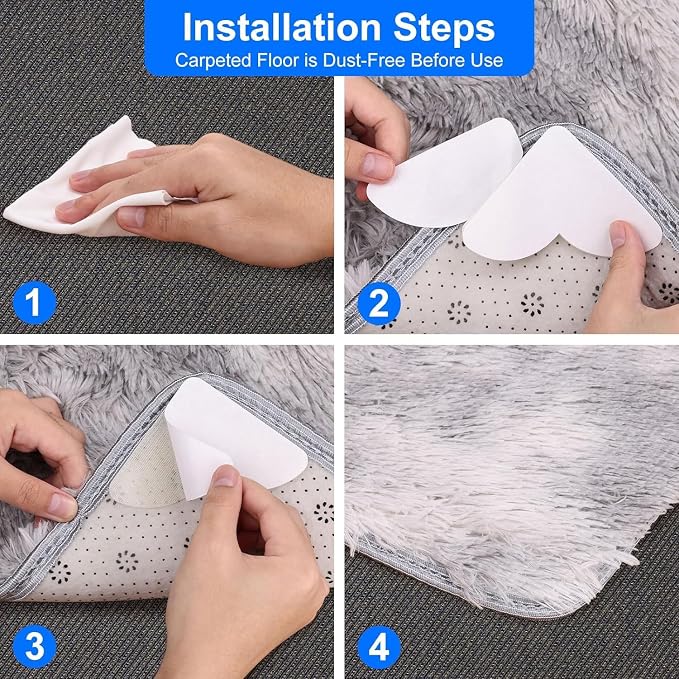 16-Pack Carpet-to-Carpet Rug Grippers | Cloth-Backed Heavy-Duty Anti-Slip Pads | Secure Rugs Over Carpets, Tiles, Hardwood | Prevent Sliding, Curling, Tripping (4", Patented Mesh)
