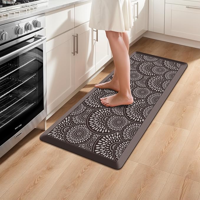 Mattitude 4/5 Inch Kitchen Mat, 20x53in Heavy Duty Ergonomic Comfort Foam Standing Desk Mat, Waterproof Non-Slip Standing Mats and Rugs for Kitchen, Office, Black