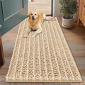 Smiry Dog Door Mat for Muddy Paws 48x30, Absorbent Dirt Trapper, Non-Slip Washable Chenille Entryway Rug for Inside Floor, Beige, Layered Pattern